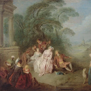 Gathering in a Park (oil on canvas)