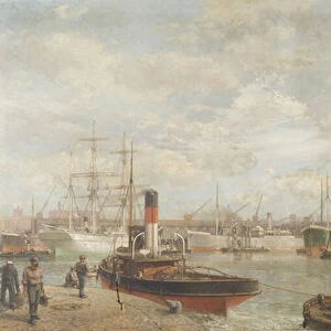 A Glimpse in 1920 of the Royal Edward Dock, Avonmouth, 1920 (oil on canvas)