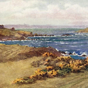 The Golf Links between St Lunaire and St Briac, St Cast in the Distance (colour litho)