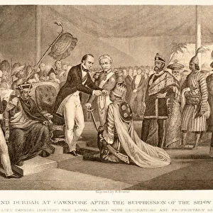Grand Durbar at Cawnpore after the suppression of the Sepoy revolt (engraving)