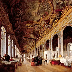 The Hall of Mirrors at Versailles used as Military Hospital for Tending Wounded Prussians in 1871