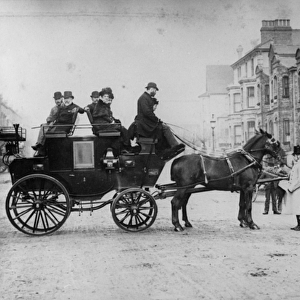 Horse-Drawn Stagecoach, c. 1880s (b / w photo)