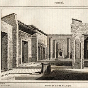 The house of the tragic poet, in Pompei, engraving by Labrouste, 1836