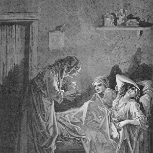 Illustration for The Old Woman and the Two Servants, from Fables