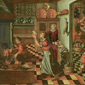 Interior of the Kitchen, the Supper at Emmaus (oil on panel)