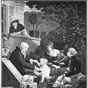 Joys of being a father, c. 1797 (engraving) (b / w photo)
