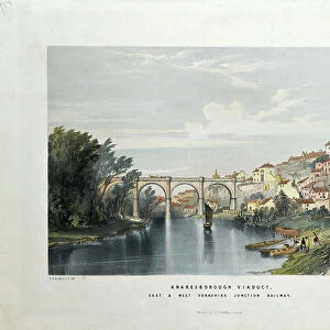 Knaresborough Viaduct, East and West Yorkshire Junction Railway, c. 1850 (coloured litho on paper)