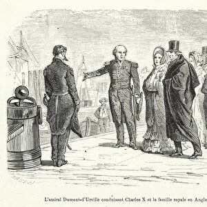 L amiral Dumont-d Urville conduisant Charles X et la famille royale en Angleterre (engraving)