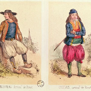 Male costumes from Landerneau and Goulven, from Les Costumes Bretons de Sorrieu