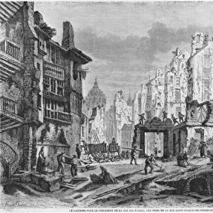 Paris, demolitions for the building of Rue des Ecoles, view taken from rue Saint-Nicolas
