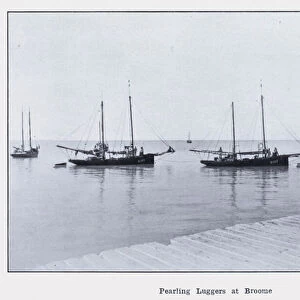 Pearling Luggers at Broome (b / w photo)