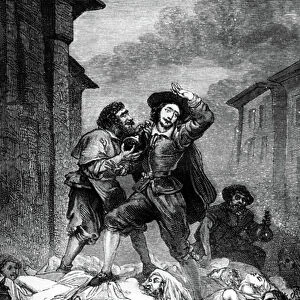 The plague in Milan 1630-1631, 19th century (engraving)