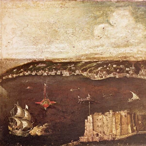 The Port of Naples (oil on panel)