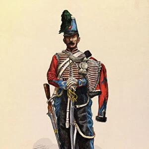 Portrait of a Brigadier Hussard by Jules Rouffet (1862-1931) circa 1845
