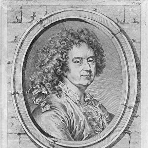 Portrait of Hyacinthe Rigaud, 1752-65 (engraving) (b / w photo)