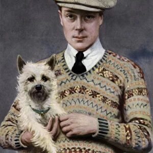 Portrait of King Edward VIII, with a favourite dog (b / w photo)