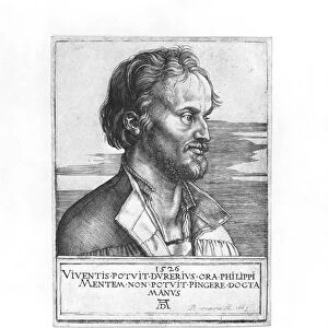 Portrait of Philipp Melanchthon, 1526 (engraving) (b / w photo)