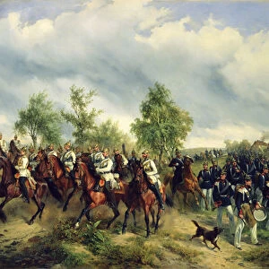 Prussian cavalry on expedition (oil on canvas)