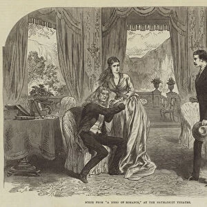 Scene from "A Hero of Romance, "at the Haymarket Theatre (engraving)
