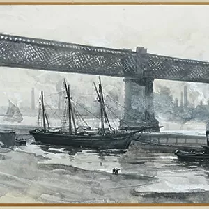 Ship Canal, Runcorn Bridge, 1893-94 (w/c gouache on paper)