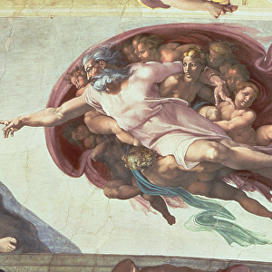 Sistine Chapel Ceiling: The Creation of Adam, detail of God the Father, 1508-12