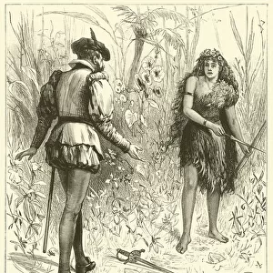 "The first inhabitant of the island whom they discovered was an Indian girl"(engraving)