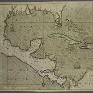 Trading map of the West Indies, 1707 (hand coloured print)