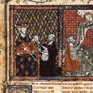 The translator monk presents his book to King Philip III of France called the Bold