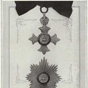 For women as well as men, a new order, insignia of the order of the British Empire, the badge and star, first class (litho)