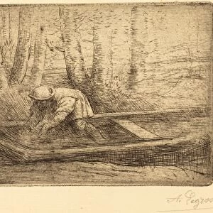 Alphonse Legros, Man in Punt, French, 1837 - 1911, etching