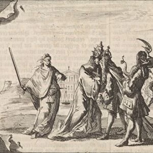 Cartoon about the struggle between Louis XIV and Pope Innocent XI, 1687, Caspar Luyken
