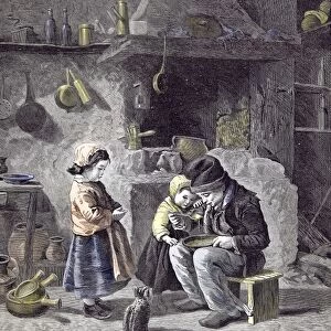 children, 1877, bottles, pet, animal, domestic, kitten, mammal, cat, children, chimney