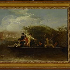 Gentlemen Fishing The Fishing Party - a Party of Gentlemen fishing from a Punt Signed