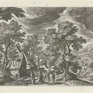 Landscape with the Good Samaritan and the injured passenger at an inn, Julius Goltzius