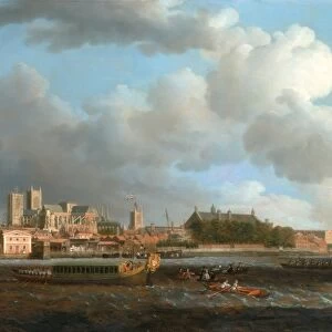 London, Westminster from Lambeth, with the Ceremonial Barge of the Ironmongers