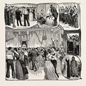THE NAVAL VOLUNTEERS BALL HELD AT GLASGOW, engraving 1890, uk, britain, british
