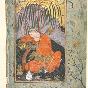 Persian Couplets recto Sleeping Youth verso late 1500s-early 1600s