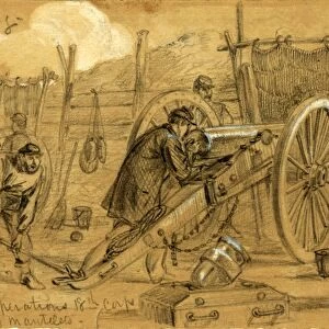 Siege of Petersburg, 1864 July, drawing on brown paper pencil and Chinese white, 11
