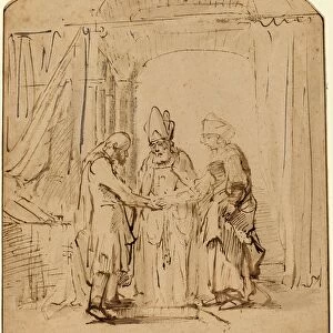 Studio of Rembrandt van Rijn, The Betrothal of the Holy Virgin, pen and brown ink