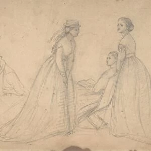 Three Women Conversation beside Croquet Field