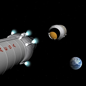 Phobos mission rocket releases spent propellant stage