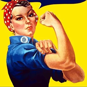 Rosie The Riveter vintage war poster from World War Two