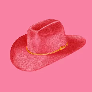 Red Stetson On Pink