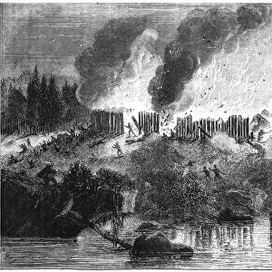 Attack on the Pequot Fort, 1637 (c1880)
