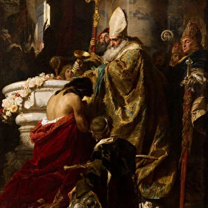 The Baptism of Vajk, 1875. Creator: Benczur, Gyula (1844-1920)