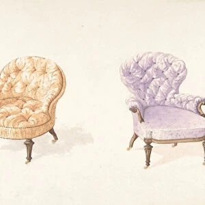 Designs for Two Chairs, 1841-84. Creator: Charles Hindley & Sons