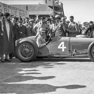 Earl Howe in his Delage GP at the BARC Meeting, Brooklands, 25 May 1931. Artist: Bill Brunell