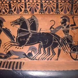 Greek Soldiers and Chariot in Battle, vase painting, c6th century BC