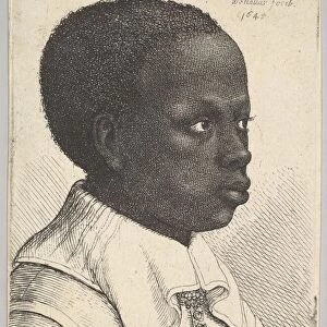 Head of a young black boy in profile to right, 1645. Creator: Wenceslaus Hollar