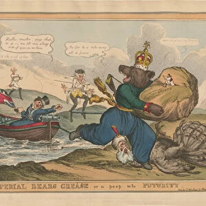 Imperial Bears Grease (Greece) or a peep into futurity. Caricature on the Russo-Turkish War, 1828